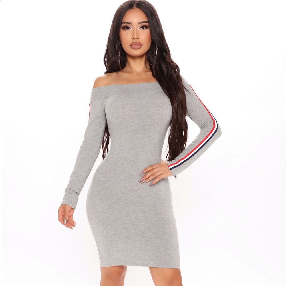 On My Best Vibe Off Shoulder Dress